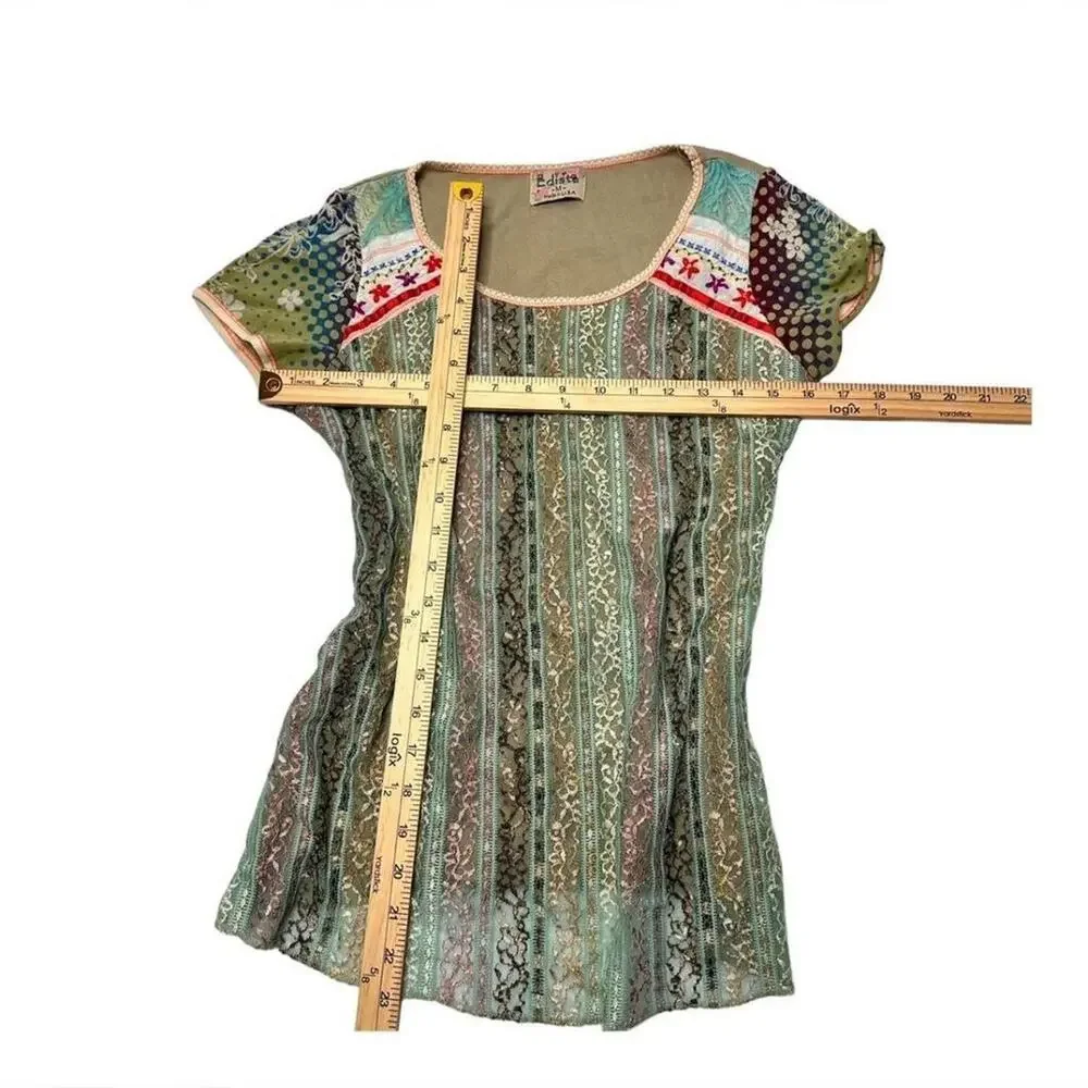 Edista Boho Cottage Fairyindie core cotton lace full length short sleeve Medium